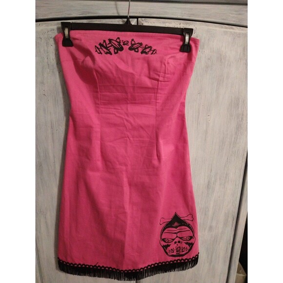 MODEMERR Fringed bottom dress Small Y2k retro vintage pink Punk Grunge - Picture 2 of 8